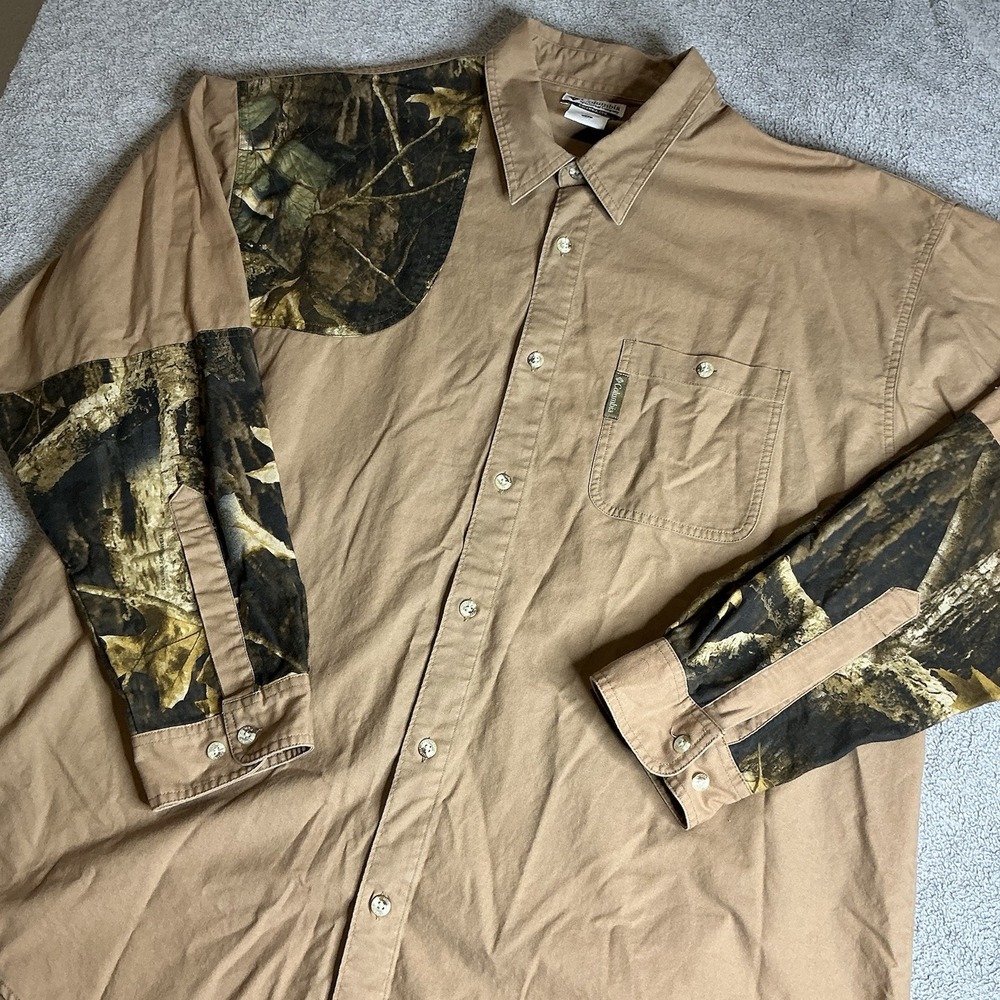 Columbia Shirt‎ Mens XXL Brown Camo Long Sleeve Button Down Hunting Outdoor